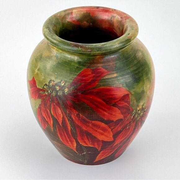 Vintage Wooden Vase Folk Art Hand Carved Hand Painted - Picture 2 of 9